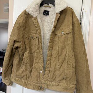 Men's H&M Tan Corduroy with Sherpa Trucker Jacket Size Large